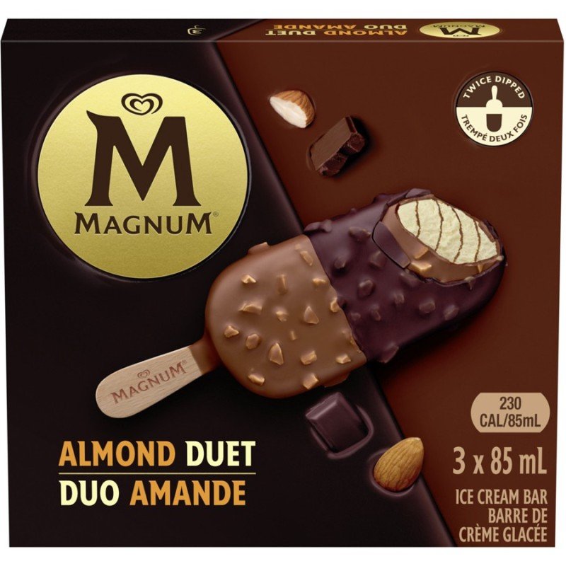 Magnum Ice Cream Bars Almond Duet Double Chocolate 3 x 85 ml