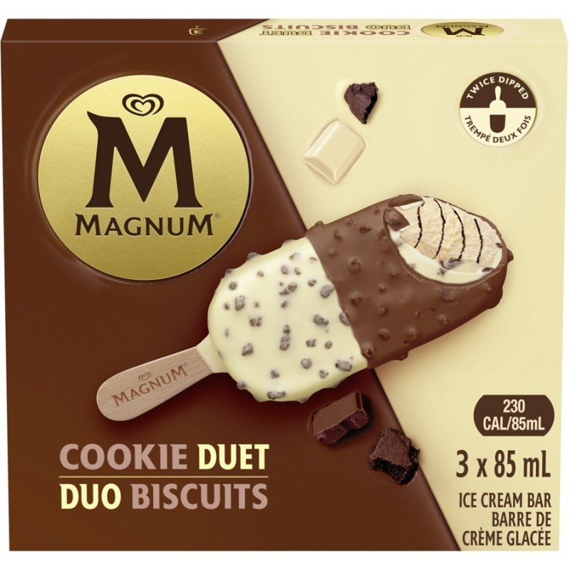 Magnum Ice Cream Bars Cookie Duet Double Chocolate 3 x 85 ml