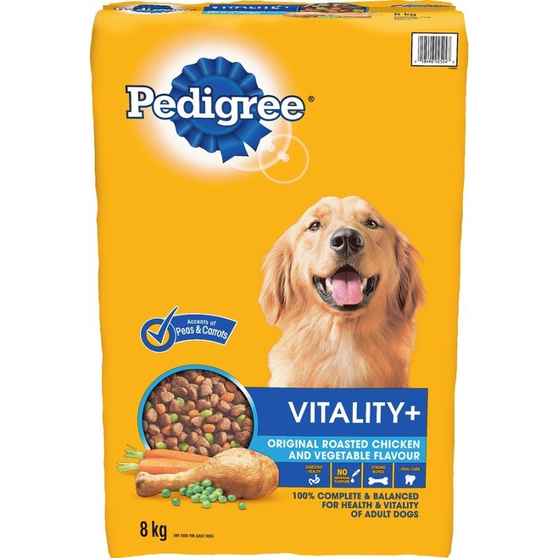 Pedigree Dry Dog Food Vitality+ Original Roasted Chicken and Vegetable 8 kg