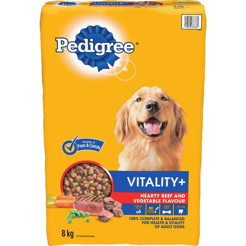 Pedigree Dry Dog Food Vitality+ Hearty Beef and Vegetable 8 kg