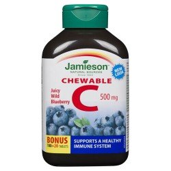 Jamieson Vitamin C 500 mg Chewable Juicy Wild Blueberry 100+20's
