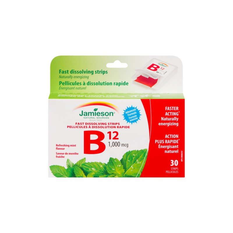 Jamieson Fast Dissolving Strips B12 1000 mcg Refreshing Mint 30's