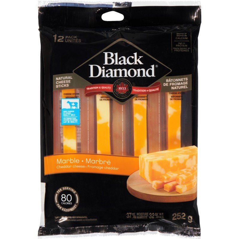 Black Diamond Marble Cheddar Cheese Sticks 252 g