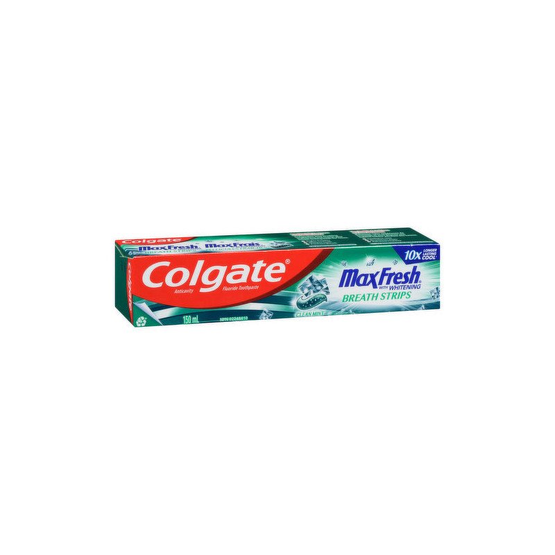 Colgate MaxFresh with Whitening Breath Strips Clean Mint Gel 150 ml