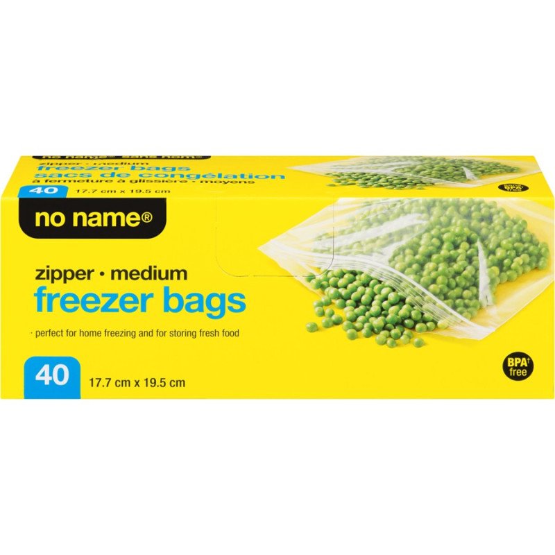 No Name Resealable Freezer Bags Medium 40's