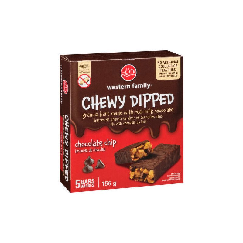Western Family Chewy Dipped Chocolate Chip Granola Bars 156 g