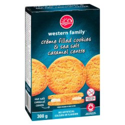 Western Family Creme Filled Cookies & Sea Salt Caramel Centre 300 g