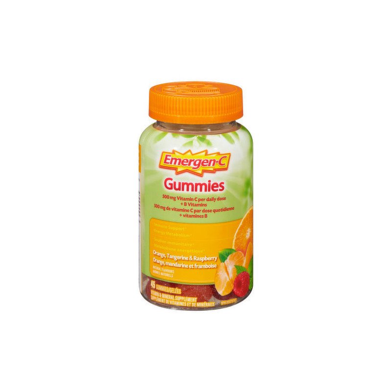 Emergen-C Gummies 500 mg Vitamin C Orange Tangerine Raspberry 45's