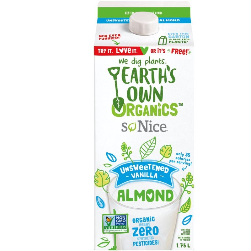 Earth's Own Organics So Nice Unsweetened Vanilla Almond Beverage 1.75 L