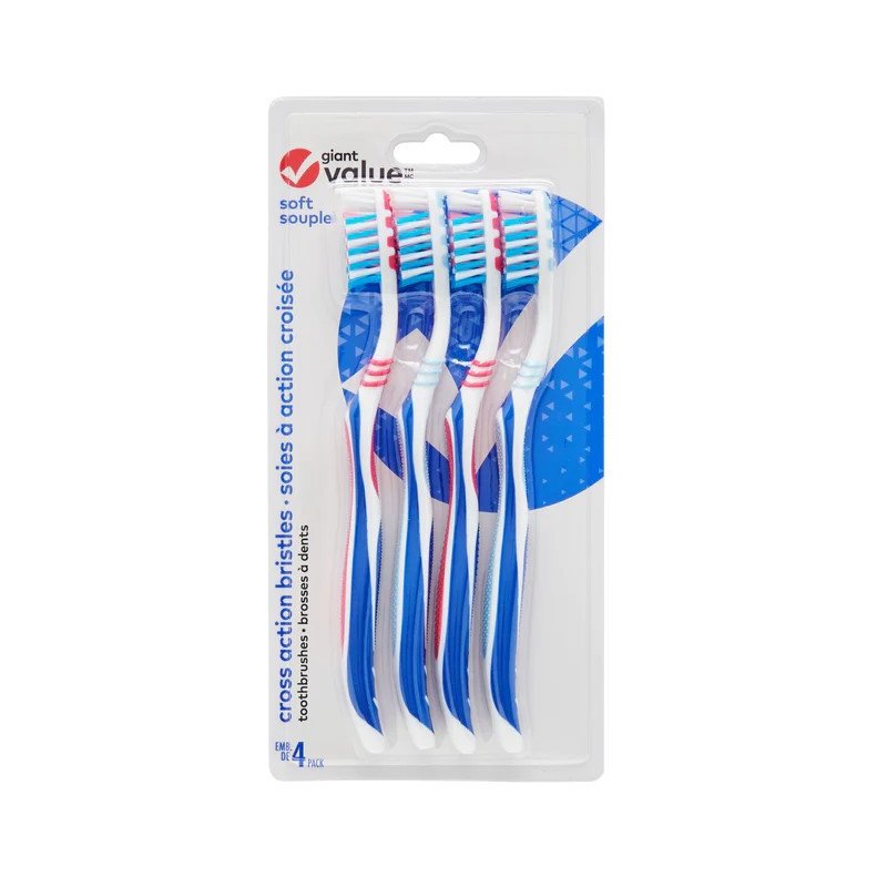 Giant Value Cross Action Toothbrushes Soft 4’s