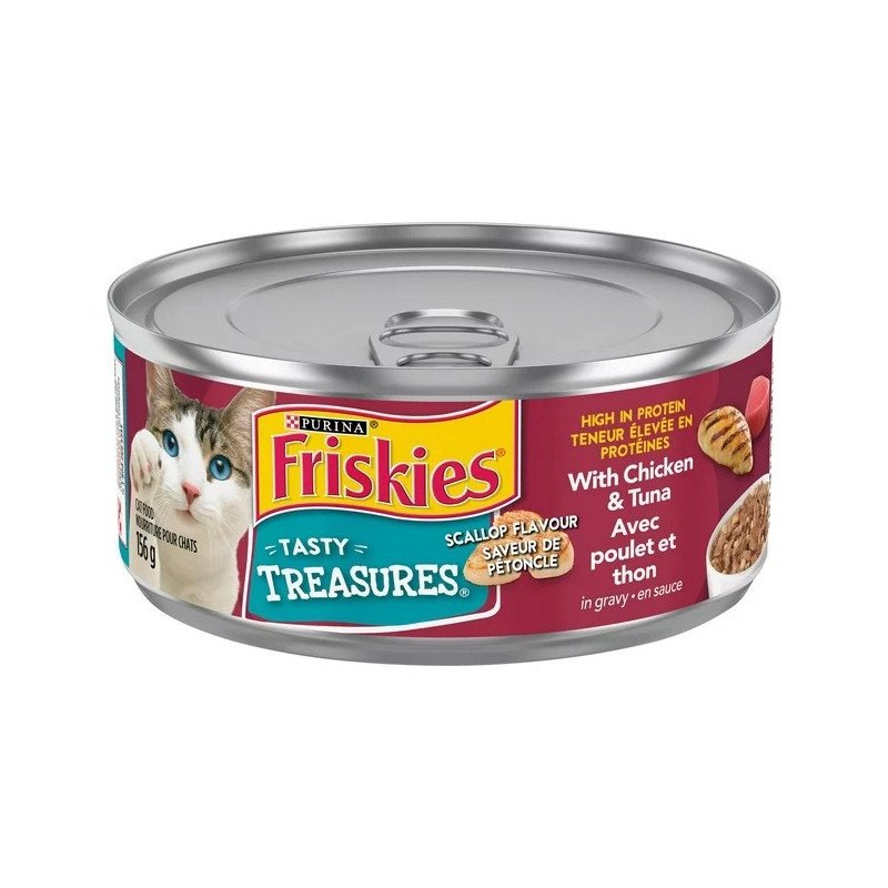 Friskies Tasty Treasures Cat Food Scallop Flavour with Chicken & Tuna 156 g