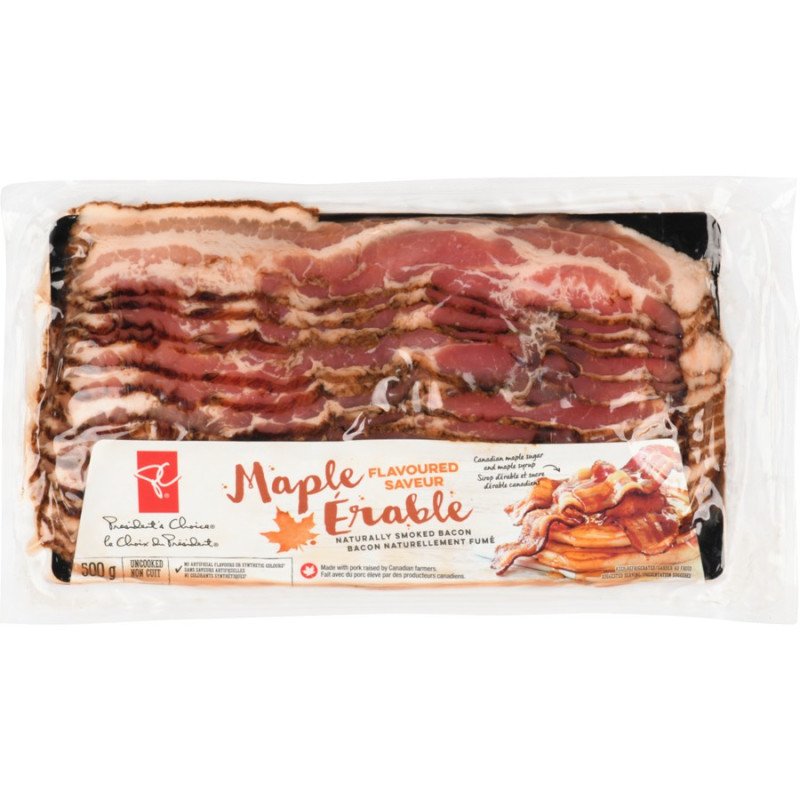 PC Naturally Smoked Maple Flavoured Sliced Bacon 500 g