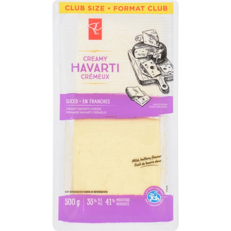 PC Creamy Havarti Cheese Slices 500 g