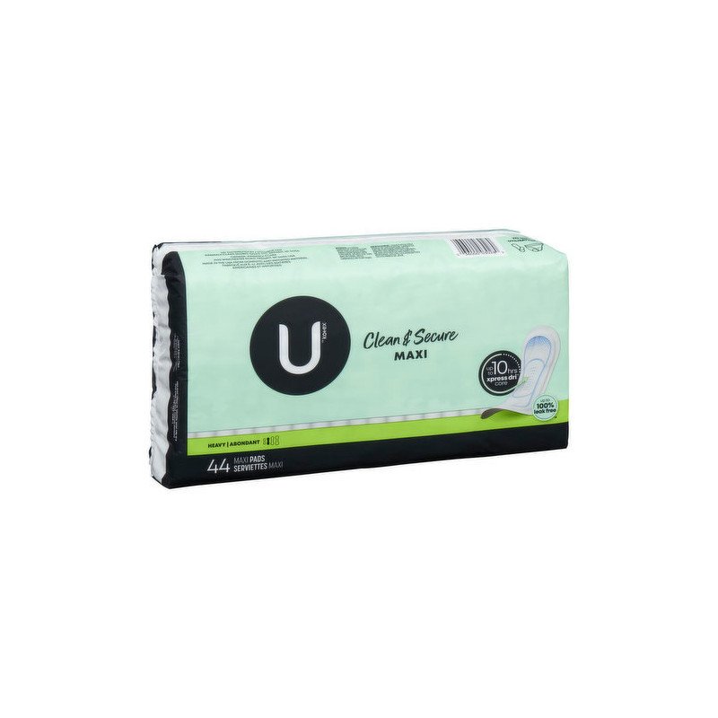 U by Kotex Clean & Secure Pads Maxi Long Super Unscented 44's