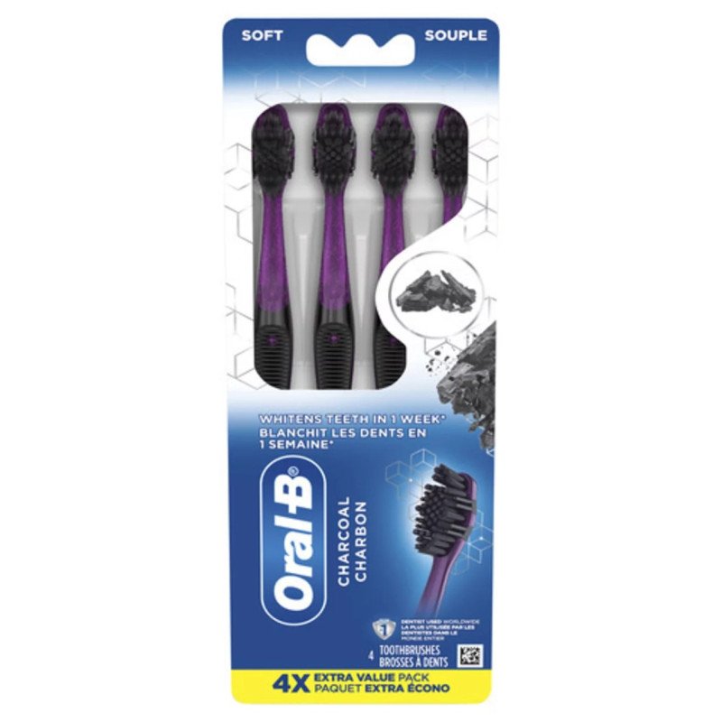 Oral-B Charcoal Whitening Toothbrushes Soft 4's