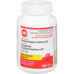 Life Brand Acetaminophen Tablets Extra Strength 500 mg 500’s