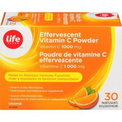 Life Brand Vitamin C 1000 mg Effervescent Powder Orange Packets 30’s