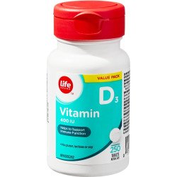 Life Brand Vitamin D3 400 IU Tablets 250’s