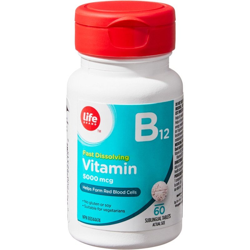 Life Brand Vitamin B12 5000 mcg Fast Dissolving Sublingual Tablets 60’s