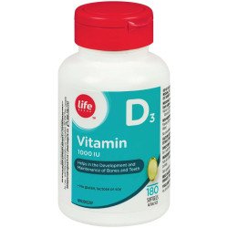 Life Brand Vitamin D3 1000 IU Softgels 180’s