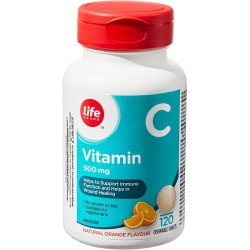 Life Brand Vitamin C 500 mg Natural Orange Flavour Chewable Tablets 120’s