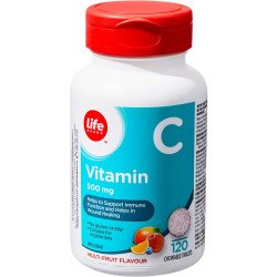 Life Brand Vitamin C 500 mg Multi-Fruit Flavour Chewable Tablets 120’s