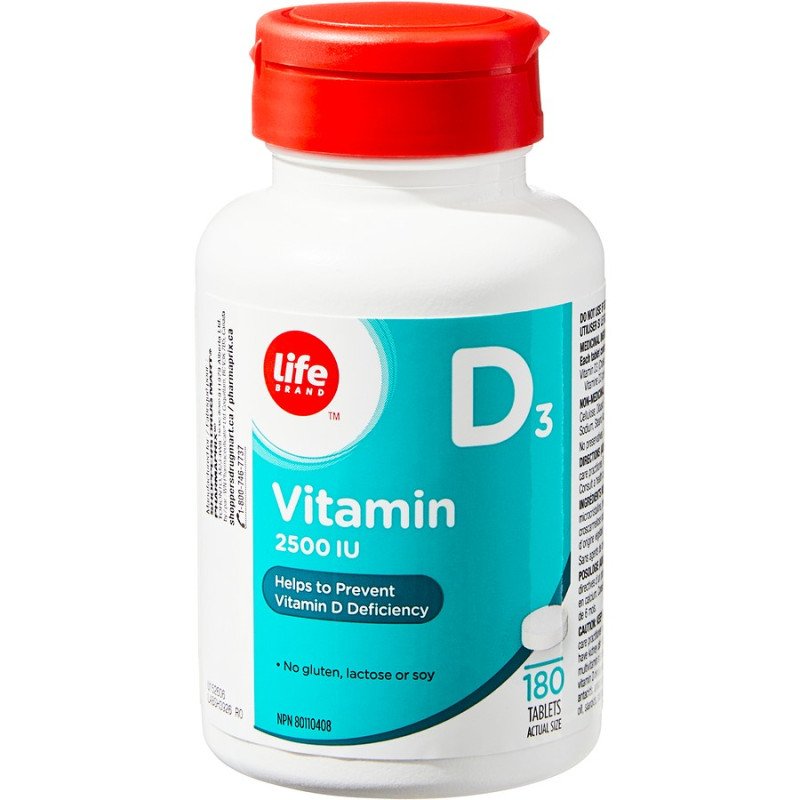 Life Brand Vitamin D3 2500 IU Tablets 180’s