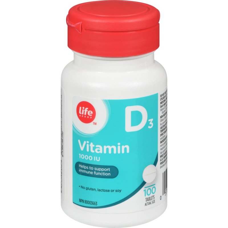 Life Brand Vitamin D3 1000 IU Tablets 100’s