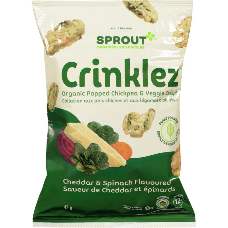 Sprout Organics Crinklez Cheddar Spinach Flavoured Crisps 42 g