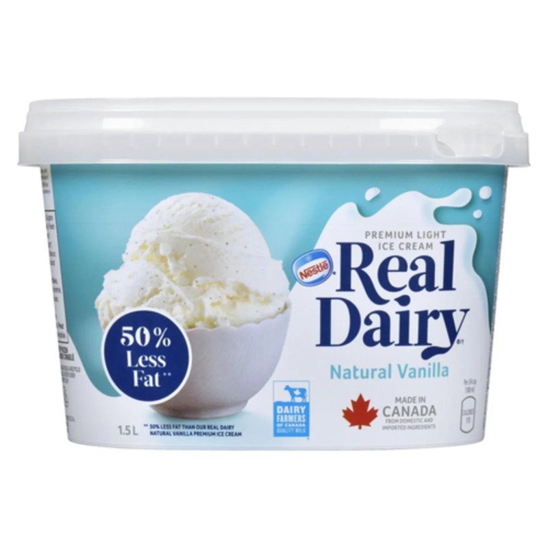 Nestle Real Dairy Ice Cream Natural Vanilla 50% Less Fat 1.5 L