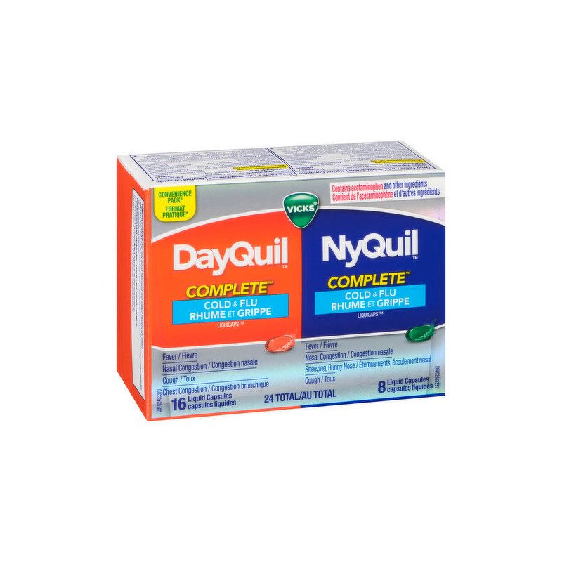 Vicks DayQuil Complete & NyQuil Complete Cold & Flu Liquicaps 24’s