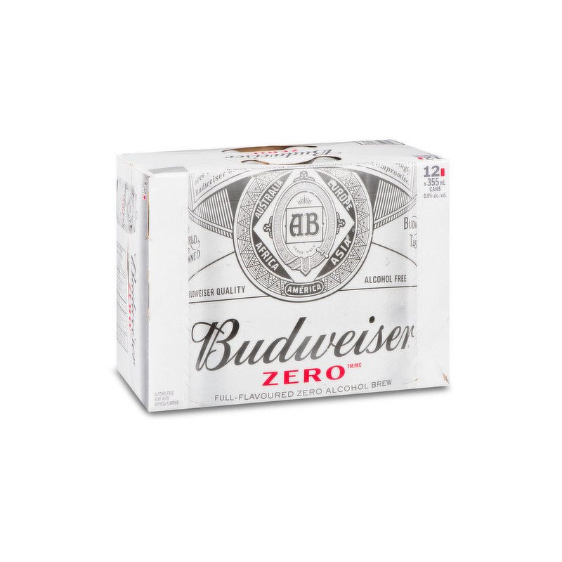 Budweiser Zero Non-Alcoholic Beer 12 x 355 ml
