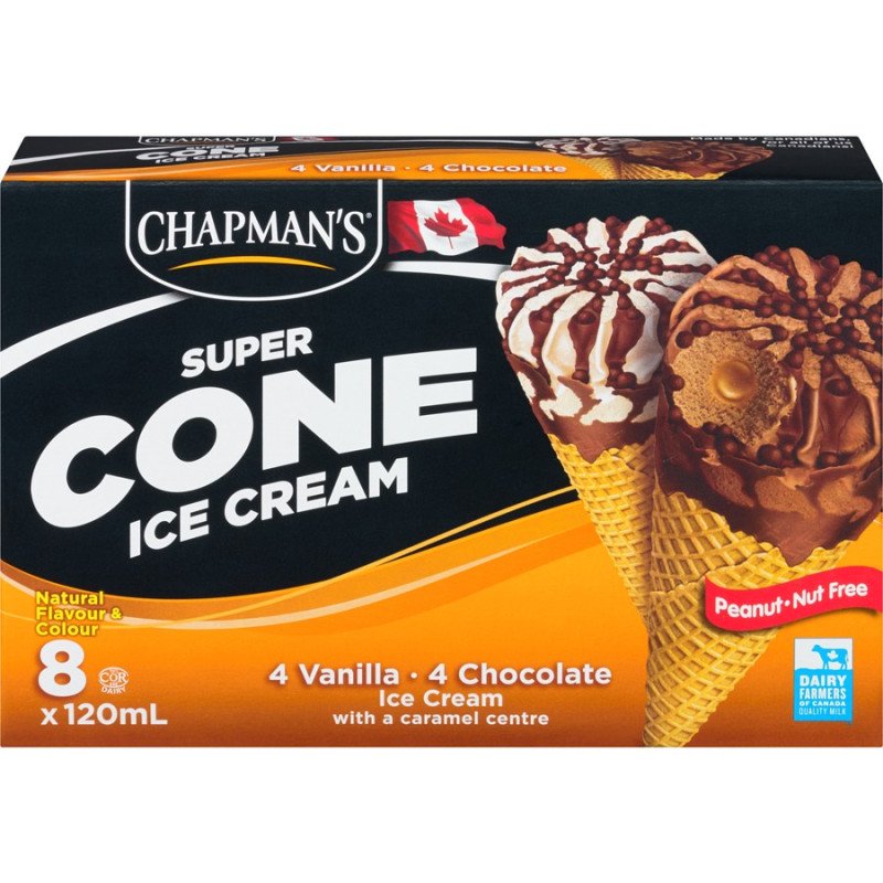 Chapman's Super Cone Ice Cream Vanilla & Chocolate 8 x 120 ml