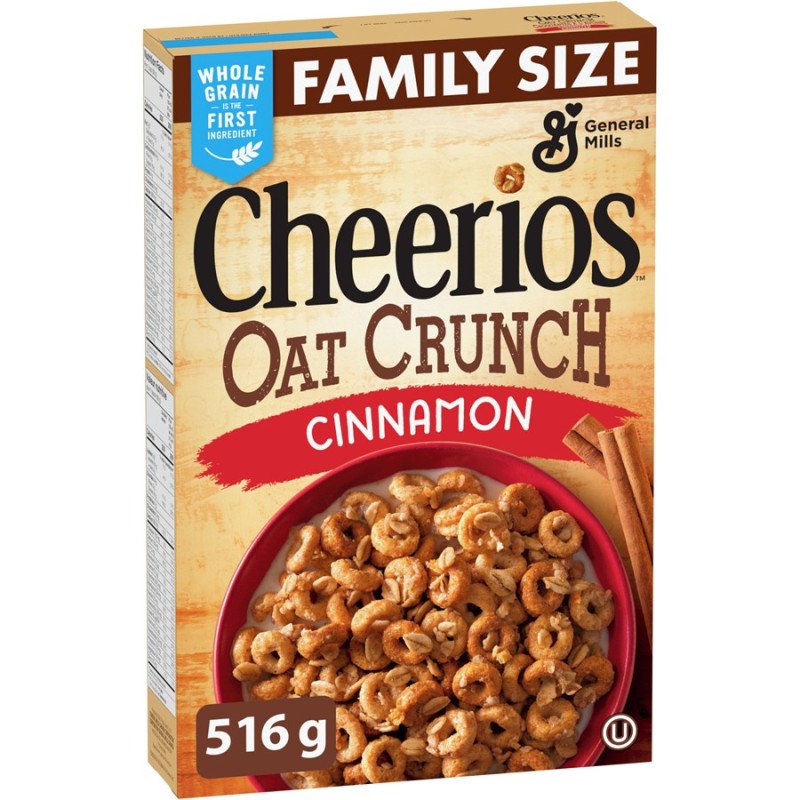 General Mills Family Size Cereal Cheerios Oat Crunch Cinnamon 516 g