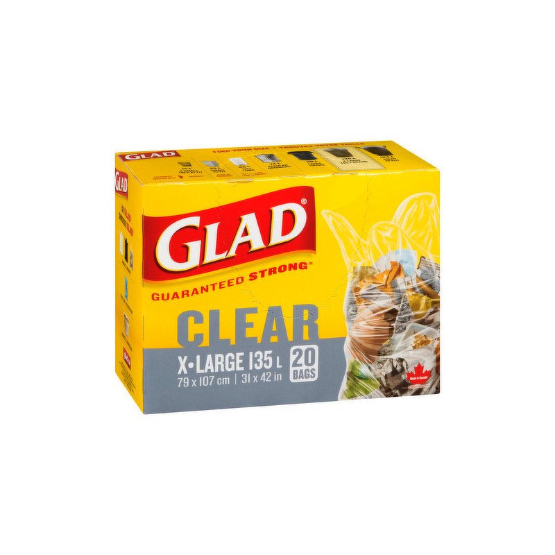 Glad Easy Tie Garbage Bags Extra Large Clear 20's