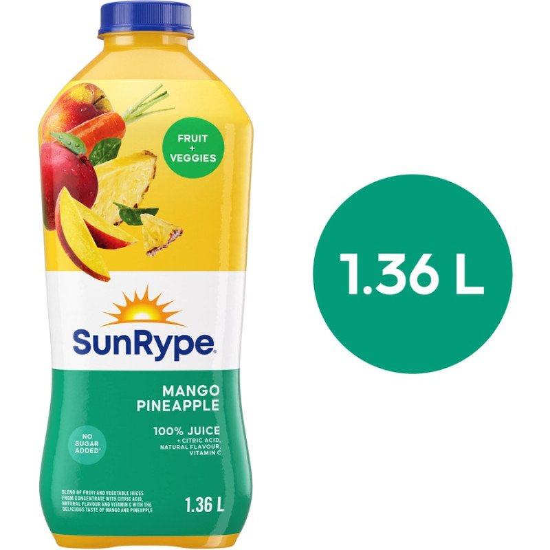 SunRype Fruit Plus Veggies Mango Pineapple Juice 1.36 L