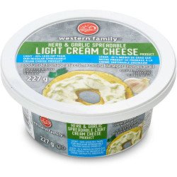 Western Family Light Spreadable Cream Cheese Product Herb & Garlic 250 g
