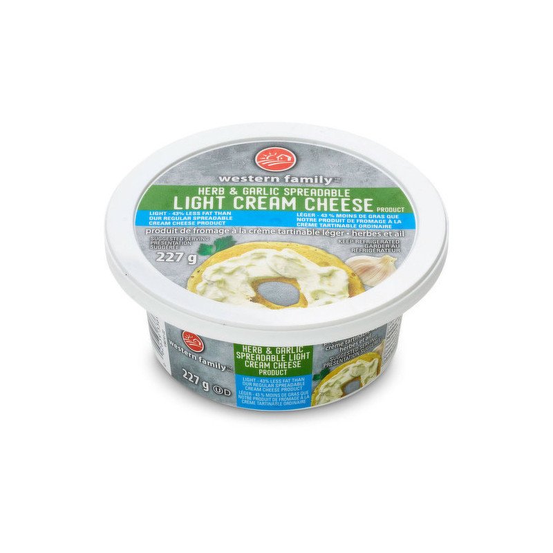 Western Family Light Spreadable Cream Cheese Product Herb & Garlic 250 g
