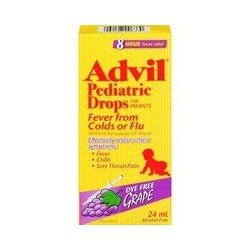 Advil Pedriatric Drops Fever from Colds or Flu Grape Dye-Free 24 ml