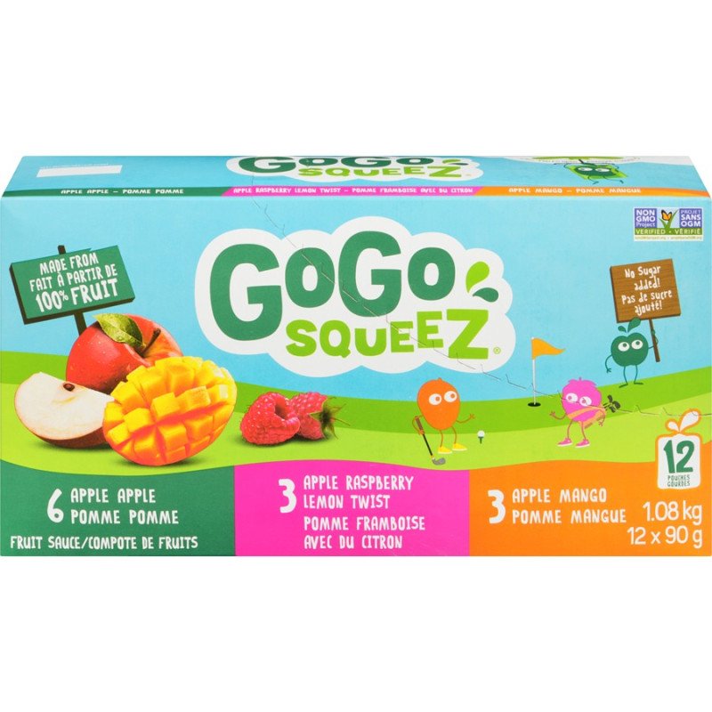 GoGo Squeez Apple Apple-Raspberry-Lemon Apple-Mango 12 x 90 g