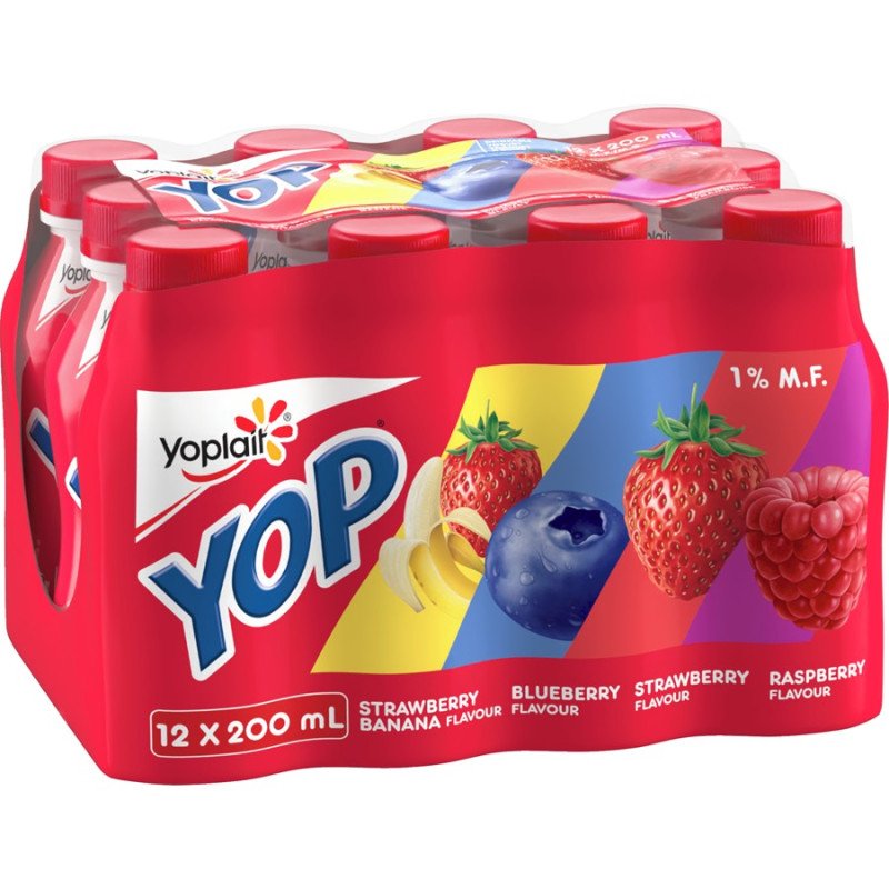 Yop Yogurt Drink Strawberry-Banana Blueberry Strawberry Raspberry 12 x 200 ml