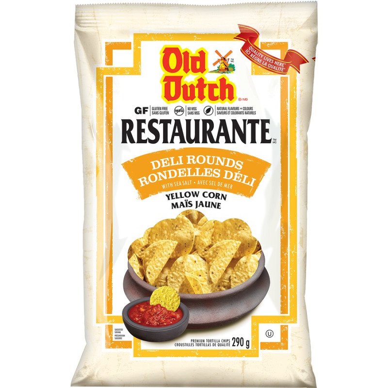 Old Dutch Restaurante Tortilla Chips Deli Rounds Yellow Corn 290 g