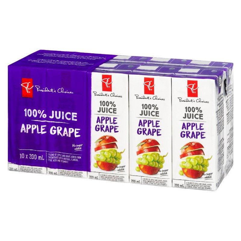 PC 100% Juice Apple Grape Juice 10 x 200 ml