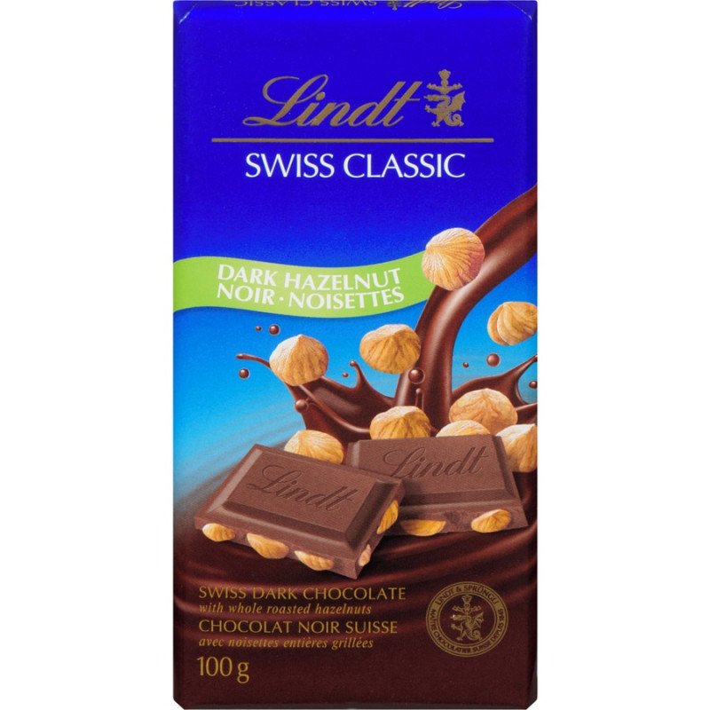 Lindt Swiss Classic Dark Chocolate Hazelnut Bar 100 g