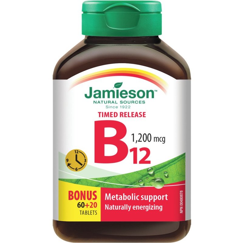 Jamieson B12 1200 mcg Timed Release 60 + 20 Bonus