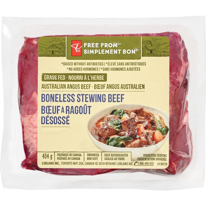 PC Free From Grass Fed Australian Angus Beef Boneless Stewing Beef 454 g