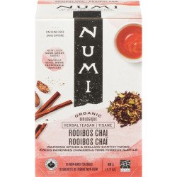 Numi Organic Herbal Teasan Rooibos Chai Warming Spices & Mellow Earthy Tones 18’s