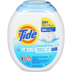 Tide Pods Laundry Detergent Coldwater Clean Free & Gentle 112’s
