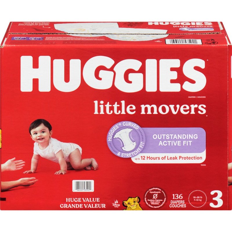 Huggies Little Movers Diapers Club Size Size 3 136’s