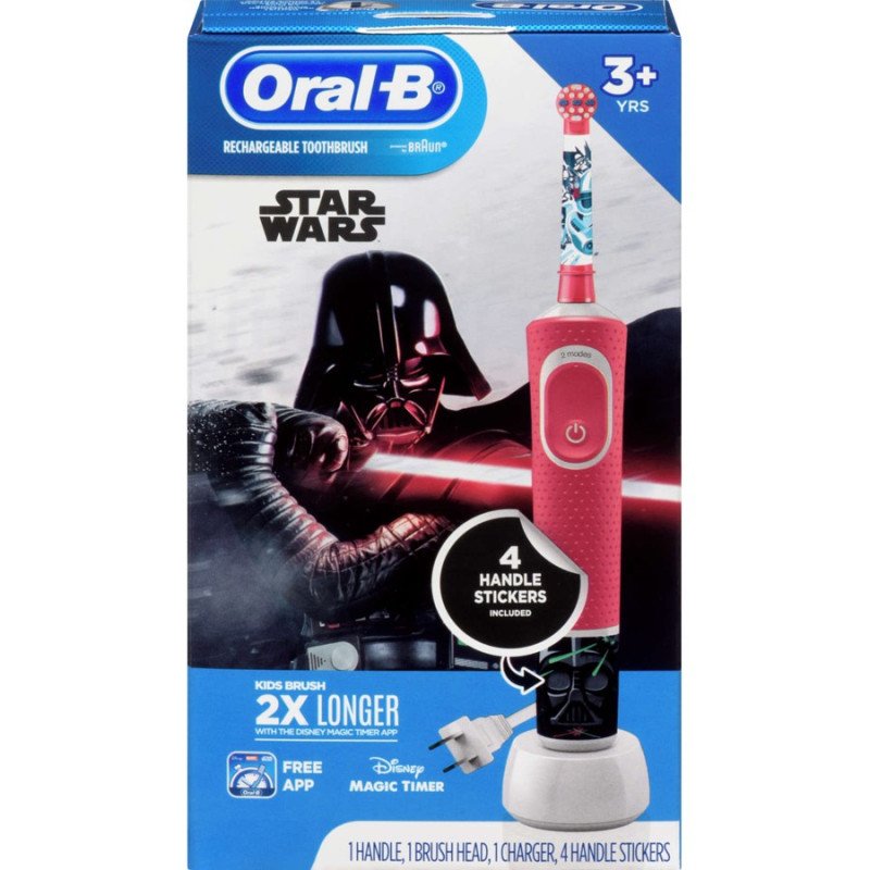 Oral-B Rechargeable Toothbrush Star Wars 3+ Years Handle Brush-Head Charger & 4 Handle Stickers each